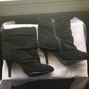 Black, heeled booties. Torrid 11W